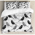 thumbnail image 1 of Grey Duvet Cover Set, Floral Flower Buds Leaves Pattern English Country Style Victorian Lace Image Print, Decorative 3 Piece Bedding Set with 2 Pillow Shams, Queen Size, Grey White, by Ambesonne, 1 of 3