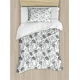 thumbnail image 1 of Grey Duvet Cover Set, Modern Graphic of Flowers and Branches with Simple Pure Patterns Boho Print, Decorative 2 Piece Bedding Set with 1 Pillow Shams, Twin Size, Grey White, by Ambesonne, 1 of 3
