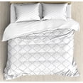 thumbnail image 1 of Grey Duvet Cover Set, Simple Monochrome Patterns Geometric Linked Forms on Plain Background Modern, Decorative 3 Piece Bedding Set with 2 Pillow Shams, Queen Size, White Grey, by Ambesonne, 1 of 3