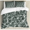 thumbnail image 1 of Grey Duvet Cover Set, Trippy Grunge Haze Digital Display Fractal Pieces Parts Lines Contemporary Bents, Decorative 3 Piece Bedding Set with 2 Pillow Shams, Calking Size, Dimgray White, by Ambesonne, 1 of 3