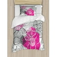 thumbnail image 1 of Grey Duvet Cover Set Twin Size, Abstract Blossoming Peonies Romantic Spring Bridal Bouquet Feminine Corsage, Decorative 2 Piece Bedding Set with 1 Pillow Sham, Grey Magenta White, by Ambesonne, 1 of 3