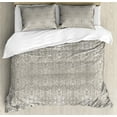 thumbnail image 1 of Grey Duvet Cover Set, Victorian Lace Flowers and Leaves Retro Background Old Fashioned Graphic, Decorative 3 Piece Bedding Set with 2 Pillow Shams, King Size, Grey Beige, by Ambesonne, 1 of 3
