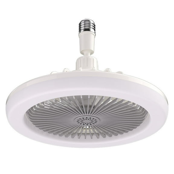 Grey E27 Ceiling Fan Light Enclosed Low Profile Hidden Fan Gimbal Extended Downrod 30W Light 6 Inch 4W Fan 3 Leaves 9.8 Inch Diameter 4.3 Inch Height