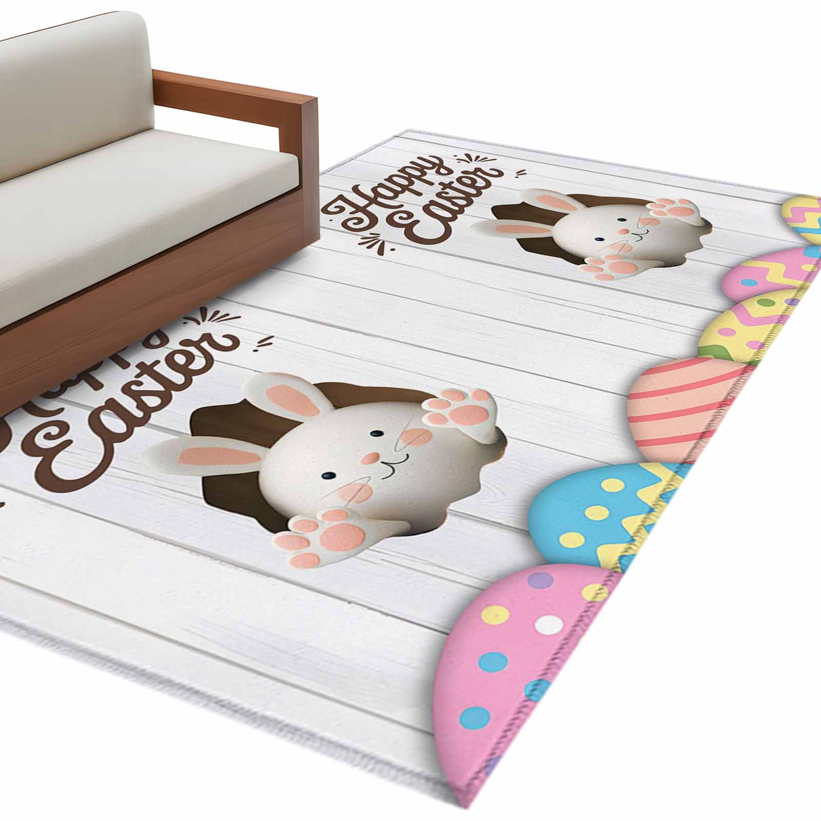 Cartoon Easter Rug Grey Easter Area Rugs Collection 2.7'x5', Spring Cartoon Bunny Colorful ...