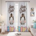 thumbnail image 1 of Grey Easter Blackout Curtains for Bedroom/Living Room, Pinch Pleated Black Out Curtains, Spring Cartoon Bunny Colorful Eggs Wood Grain Room Darkening Window Drapes with Hooks 2 Panels, 59"x70", 1 of 8