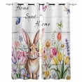 thumbnail image 1 of Grey Easter Blackout Curtains for Bedroom, Spring Watercolor Tulip Flower Plant Wood Grain Thermal Insulated Kitchen Drapes with Grommets, Light Blocking Window Treatment, 2 Panels 52" x 54", 1 of 7