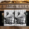 thumbnail image 1 of Grey Easter Kitchen Towels Set of 3, Spring Country Cute Bunny Plaid Checkered Absorbent Dish Towels for Kitchen, Microfiber Hand Towel, Quick Drying Tea Towel for Cleaning Decorative Dishcloths, 1 of 7