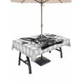 thumbnail image 1 of Grey Easter Outdoor Tablecloth - 52x70 Inch Rectangle Dining Table Cover, Spring Modern Cute Bunny Plaid Checkered Waterproof Outdoor Table Cloth with Umbrella Hole & Zipper for Picnic/Patio/Party, 1 of 7