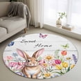 thumbnail image 1 of Grey Easter Round Area Rug 3.3Ft Washable Circle Rugs for Dining Room Table, Spring Watercolor Tulip Flower Plant Wood Grain Non-Slip Carpet Floor Mats Indoor Outdoor Carpet Runner Home Decor, 1 of 8