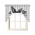 thumbnail image 1 of Grey Easter Swag Valances for Windows, Small Curtains Drapes, Spring Modern Cute Bunny Plaid Checkered Kitchen Window Curtains Over Sink Window Treatment Valance for Bedroom/Bathroom 56"x36", 1 of 5