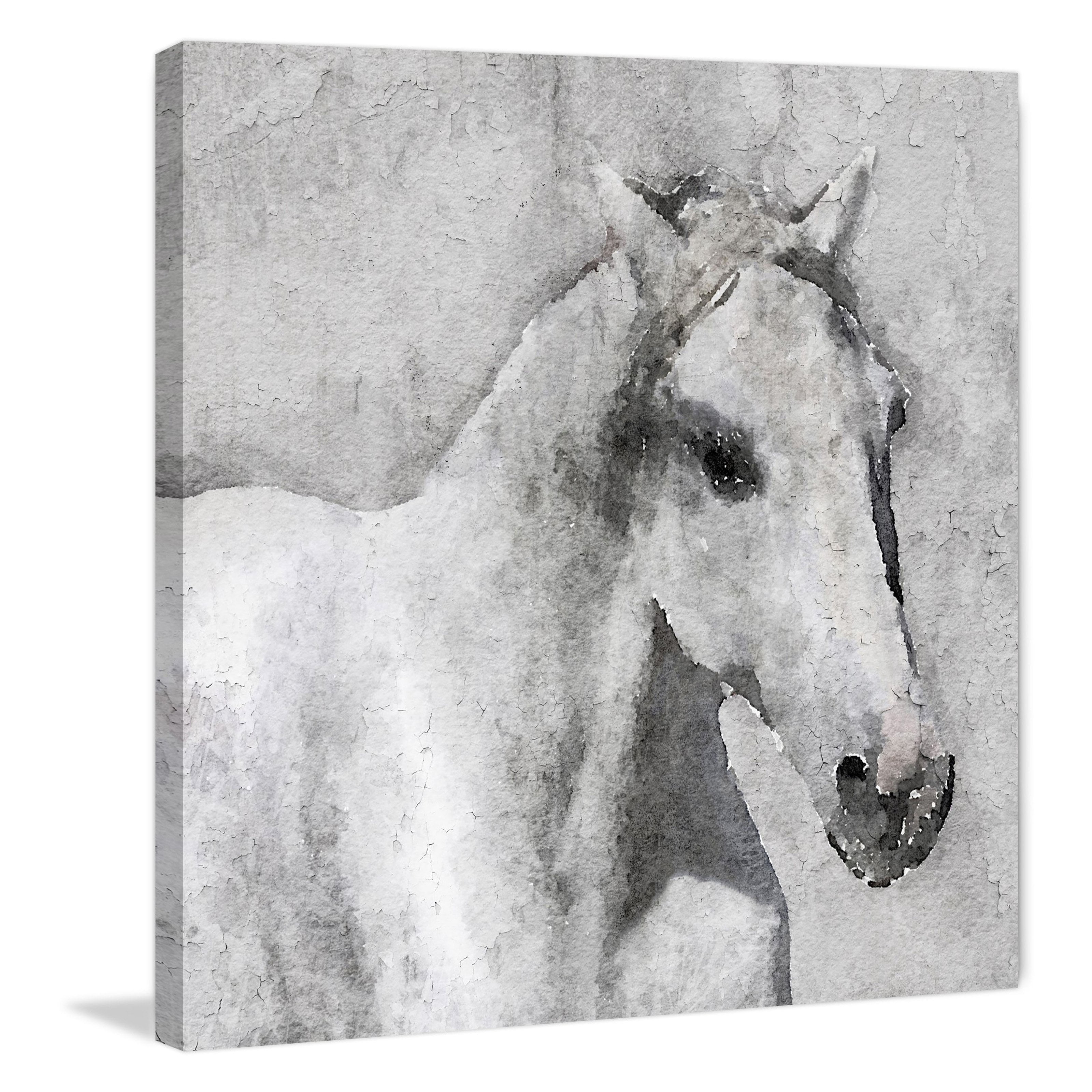 "Grey Elegant Horse" Painting Print on Wrapped Canvas