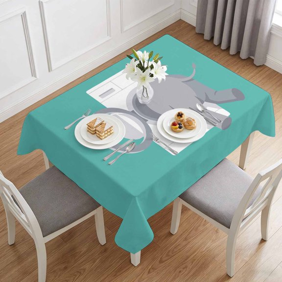 Grey Elephant Abstract Animal Table Cloth 60x84in, Waterproof Rectangle Tablecloth Wipeable Tablecloths Funny Animals Table Covers for Dining Tables Party Indoor Outdoor