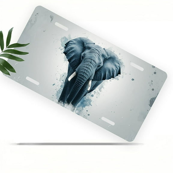 Grey Elephant Front License Plate, Metal License Plate, Funny Standard Plates Personalized Novelty Decorative For Men/Women/Boys/Girls Car 6×12 Inch