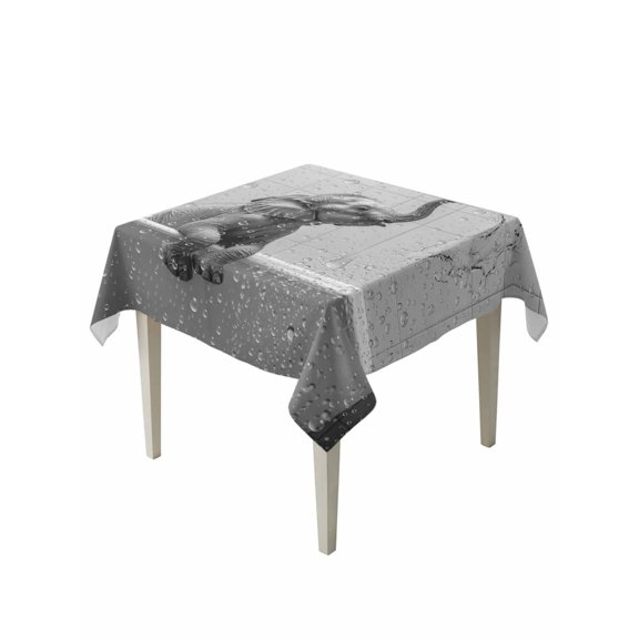 Grey Elephant Table Cloth, Waterproof Tablecloth for Square Tables, Modern Art Bathtub Reusable Washable Fabric Table Cover for Restaurant Kitchen Dining Tables 60"x60"