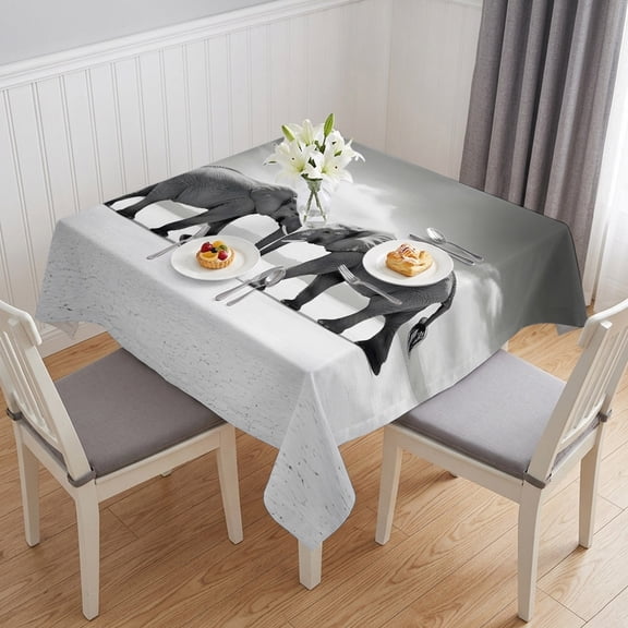 Grey Elephants Table Cloth Waterproof Tablecloths, Modern Art Animals Tablecloth Dining Table Cover for Kitchen Party Tabletop Outdoor, Square Tablecloth 54x54 Inch