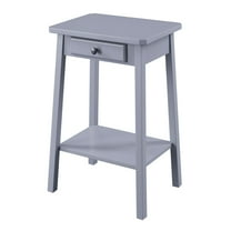 Grey End Table with Bottom Shelf,Grey Wood Furniture Primary Living Space Tables
