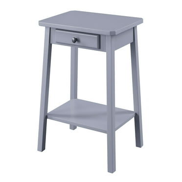 Grey End Table with Bottom Shelf,Grey Wood Furniture Primary Living Space Tables