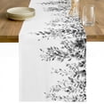 thumbnail image 1 of Grey Eucalyptus Cotton Linen Rectangle Table Runners 13"x48", Weeping Botanical Leaf Watercolor Coffee Table Runner Dresser Scarves Luxury Table Runners for Wedding Party Banquet Dinner Decor, 1 of 8