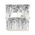 thumbnail image 1 of Grey Eucalyptus Kitchen Curtain and Valance Set 3 Pieces,Rod Pocket Short Tier Curtains 24 Inch Length,Botanical Leaves Aesthetics Flowers Swag Topper Small Window Treatment for Cafe Bathroom, 1 of 6
