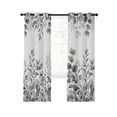 thumbnail image 1 of Grey Eucalyptus Leaves Blackout Curtains, Light Blocking Print Window Curtains, Watercolor Spring Summer Botanical Thermal Insulated Window Drapes for Living Room 2 Panels, 84"W x 63"L, 1 of 9