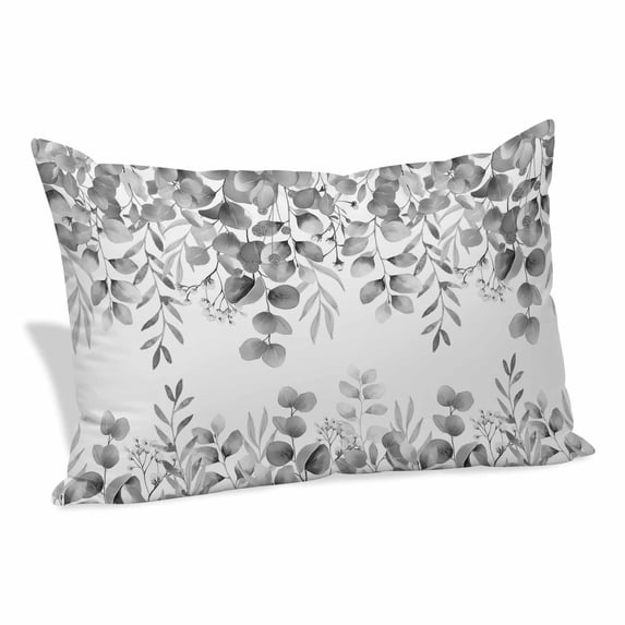 Grey Eucalyptus Leaves Pillow Covers, Linen Long Throw Pillow Case, Spring Summer Botanical Holiday Pillow Protector Decorative Cushion Cover for Living Room/Bedroom 12" x 20"