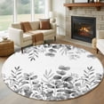 thumbnail image 1 of Grey Eucalyptus Leaves Round Area Rug 5Ft Washable Circle Rugs for Living Room Bedroom, Watercolor Spring Summer Botanical Non-Slip Carpet Floor Mats Indoor Outdoor Carpet Runner Aesthetic Home Decor, 1 of 8