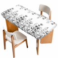 thumbnail image 1 of Grey Eucalyptus Leaves Table Cloths for 4 Foot Rectangle Tables, Watercolor Spring Summer Botanical Patio Waterproof Elastic Fitted Tablecloths, Washable Rectangular Table Cover for Camping, 1 of 8