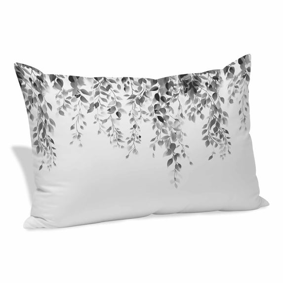 Grey Eucalyptus Pillow Covers, Linen Long Throw Pillow Case, Weeping Botanical Leaf Watercolor Holiday Pillow Protector Decorative Cushion Cover for Living Room/Bedroom 12" x 20"