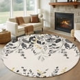 thumbnail image 1 of Grey Eucalyptus Round Area Rug 6Ft Washable Circle Rugs for Bathroom Office, Farmhouse Weeping Leaves on Linen Non-Slip Carpet Floor Mats Indoor Outdoor Carpet Runner Aesthetic Home Decor, 1 of 8