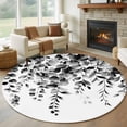 thumbnail image 1 of Grey Eucalyptus Round Area Rug 7 FT, Non Slip Living Room Area Carpet, Gradient Retro Watercolor Leaves Washable Soft Circular Rug Non-Shedding Floor Carpet for Bedside Office Play Room Classroom, 1 of 9