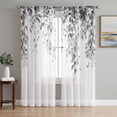 thumbnail image 1 of Grey Eucalyptus Sheer Curtains 84 Inch Length 2 Panels Set, Weeping Botanical Leaf Watercolor Voile Window Treatment Rod Pocket Curtains Sheers Drapes for Bedroom/Living Room/Kitchen 52"x84"x2, 1 of 7