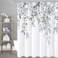 thumbnail image 1 of Grey Eucalyptus Shower Curtain, Watercolor Plant Leaves with Floral Bathroom Shower Curtain Set with Hooks, Gray White, 72x72, 1 of 6