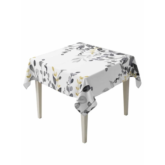 Grey Eucalyptus Suqare Tablecloth - 54 x 54 Inch, Watercolor Spring Weeping Botanical Waterproof & StainResistant Tablecloth, Washable Oil-proof Table Cover for Dining/Party/Wedding/Camping/Buffet