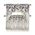 thumbnail image 1 of Grey Eucalyptus Swag Curtains for Living Room/Bedroom Windows, Farmhouse Weeping Leaves on Linen Kitchen Curtains and Valances Set 36 Inch Length, Light Filtering Swags Valance Curtain Panels, 1 of 5