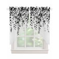 thumbnail image 1 of Grey Eucalyptus Swag Valances for Windows, Gradient Retro Watercolor Leaves Rod Pocket Sheer Valances for Small Windows, Swag Toppers Light Filtering for Kitchen Living Room 2 Panels 28''x36'', 1 of 6
