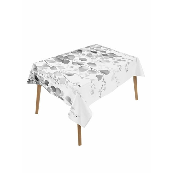 Grey Eucalyptus Table Cloth, Spring Botanical Weeping Plant Aesthetic Waterproof Tablecloth for Rectangle Tables, Reusable Washable Fabric Table Cover for Restaurant Kitchen Dining Tables 52"x70"