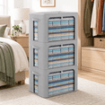 Grey Extra Large-100L 3-Pack Oxford Fabric Foldable Stackable Storage ...