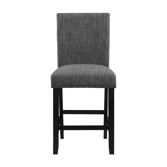 Grey Fabric Finish - Transitional Style Accent - Dining Room Use - Pair of Casual Stools