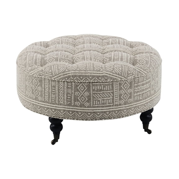 Grey Fabric - Modern and Sturdy - Living Room Decor - Unique Round Ottoman