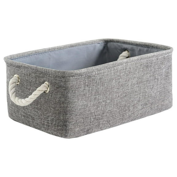 Grey Fabric Storage Baskets Set, Canvas Storage Bins for Home Organization, Nursery Toy Storage, Decorative Rectangular Baskets for Shelves (3 Sizes) S