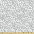 thumbnail image 1 of Ambesonne Grey Fabric by the Yard Upholstery, Vintage Style White Roses, 1 Yard, Grey White, 1 of 4