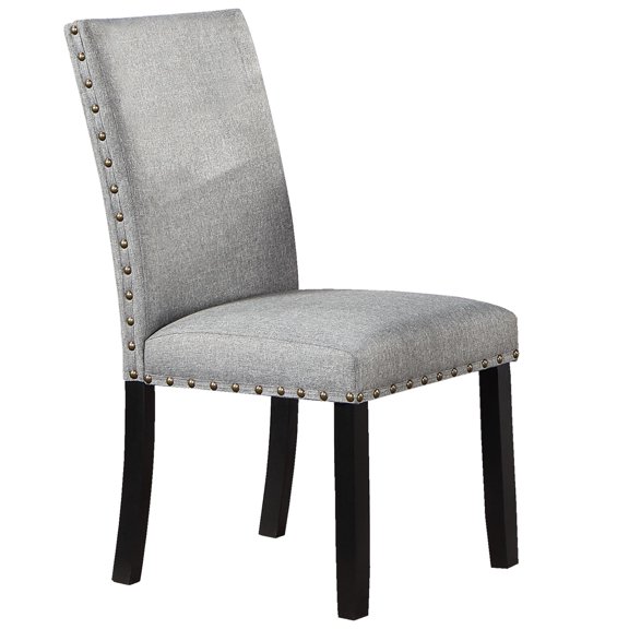 Grey Fabric and Nailhead Chairs / Ideal for Dining Room Decor