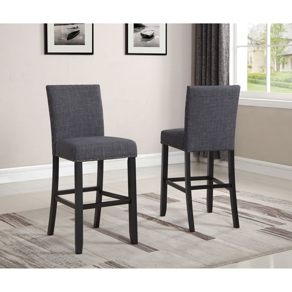 Grey Fabric and Wood Stools / Attractive Design for Living Space
