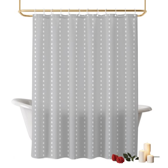 Grey Faded Stripes Bathroom Shower Curtains with Hooks, Modern Abstract Art Minimalist Gray Dots Lines Waterproof Fabric Washable Shower Curtain for Home Hotel Bathtub Decor 36x72 Inch