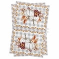 thumbnail image 1 of Grey Fall Kitchen Towels Set of 2, Water Absorbent Dish Towel, Thanksgiving Maple Leaf Harvest Botanical Plaid Decorative Hand Towels - Quick Drying Cloth for Cooking Baking, 18x28 Inch, 1 of 8
