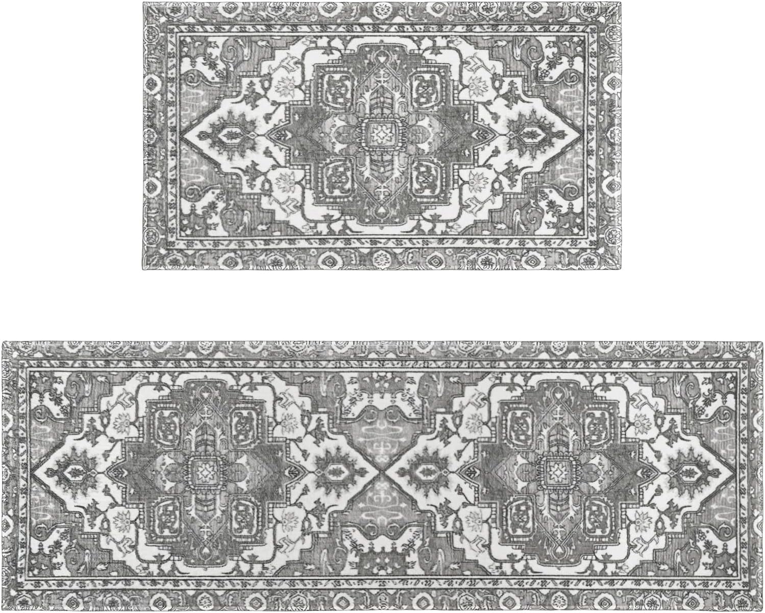 Grey Farmhouse Kitchen Rugs Sets of 2 Non Slip Washable Farmhouse ...