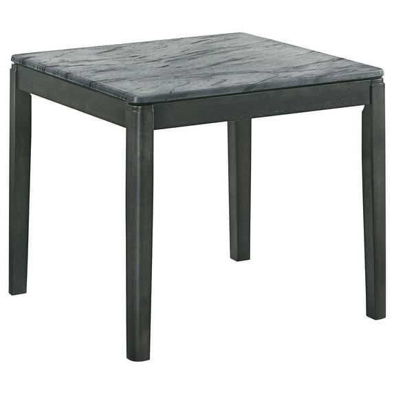 Grey Faux Marble End Table, Modern Side Table, 23.5" Square, Black Base - 100 lb Capacity
