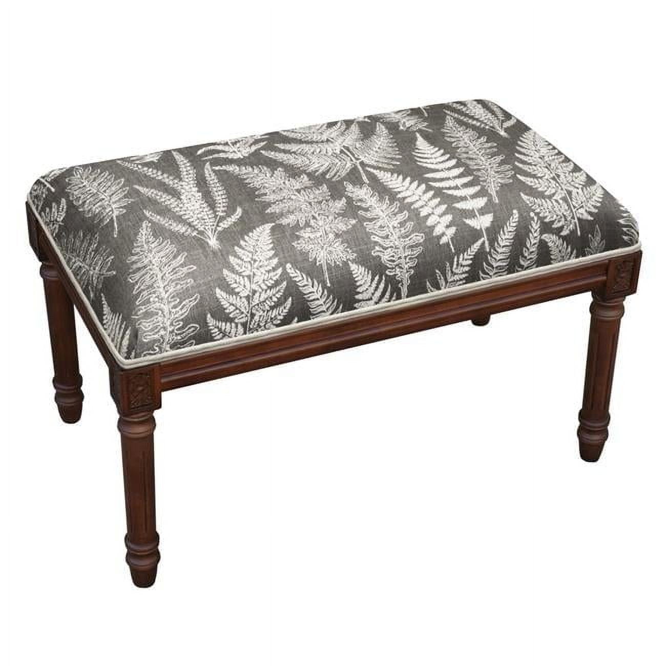 Grey Fern Upholstered Wooden Bench, Wood Stain