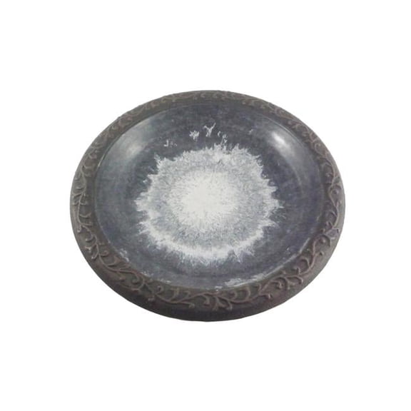 Grey Fiber Clay Birdbath With Base