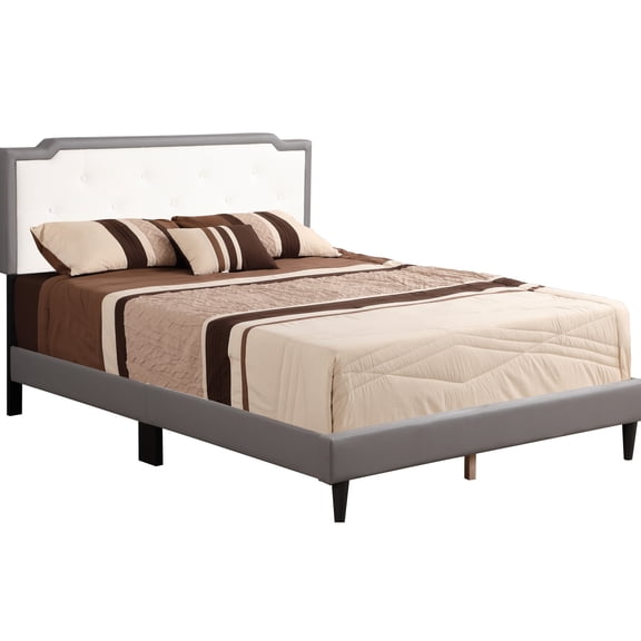 Grey Finish Full Bed - Relaxing Bedroom Addition Subtle Foam Filled For Relaxation